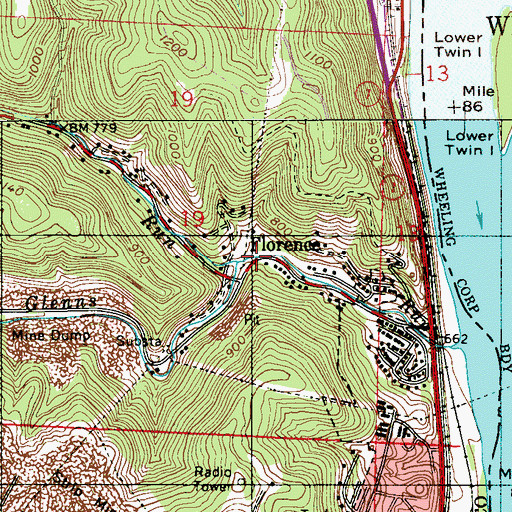 Topographic Map of Nixon Run, OH