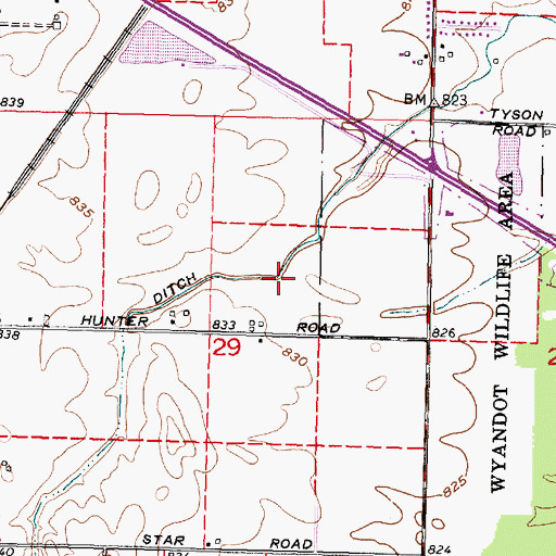 Topographic Map of Number Thirtytwo Ditch, OH