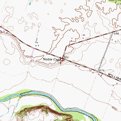 Topographic Map of Noble Cemetery, OH