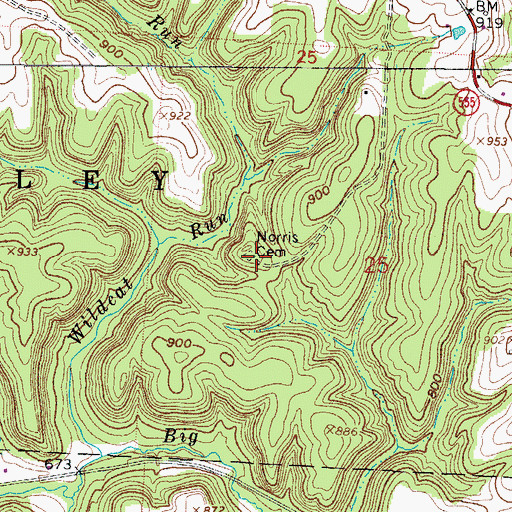 Topographic Map of Norris Cemetery, OH