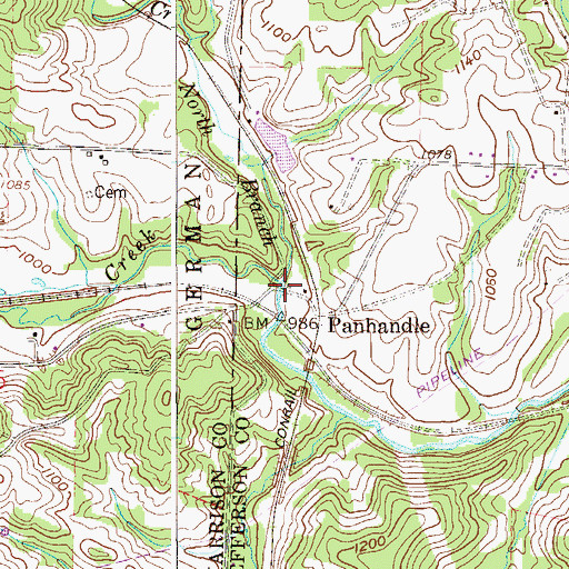 Topographic Map of North Branch Cross Creek, OH