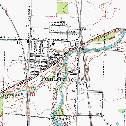 Topographic Map of North Branch Portage River, OH