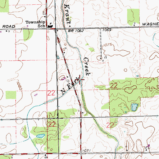 Topographic Map of North Fork Kraut Creek, OH