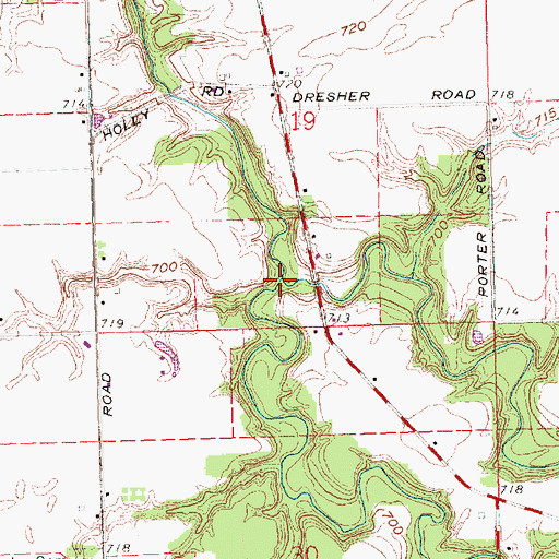 Topographic Map of North Powell Creek, OH