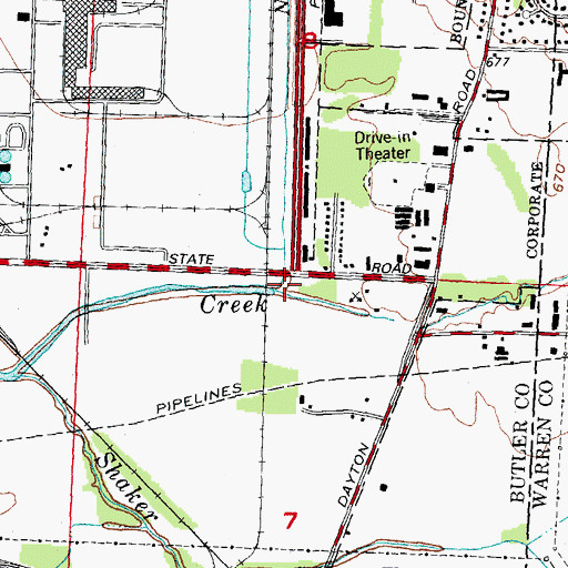 Topographic Map of North Branch Dicks Creek, OH