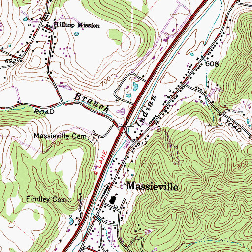 Topographic Map of North Branch Indian Creek, OH