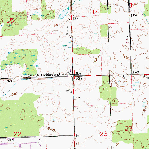 Topographic Map of North Bridgewater Church, OH