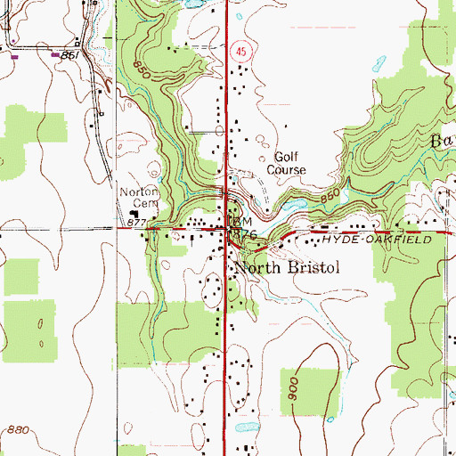 Topographic Map of North Bristol, OH