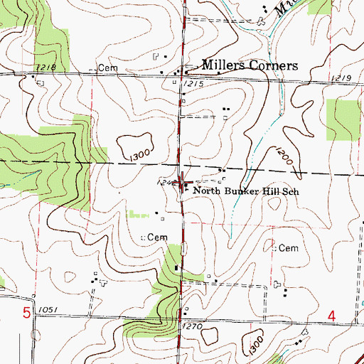 Topographic Map of North Bunker Hill School, OH