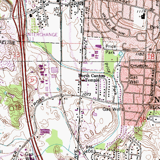 Topographic Map of North Canton Temple, OH