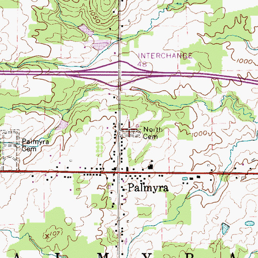 Topographic Map of North Cemetery, OH
