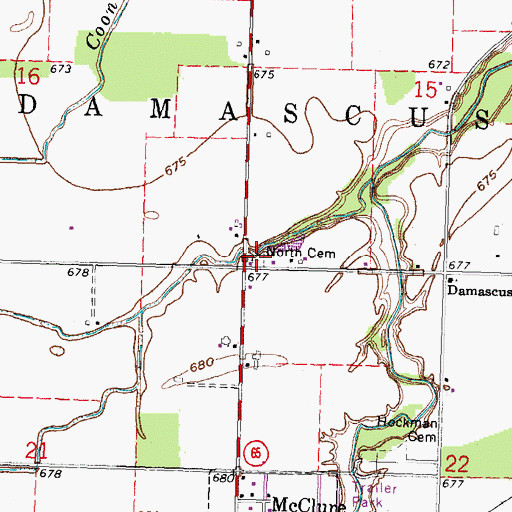 Topographic Map of North Cemetery, OH