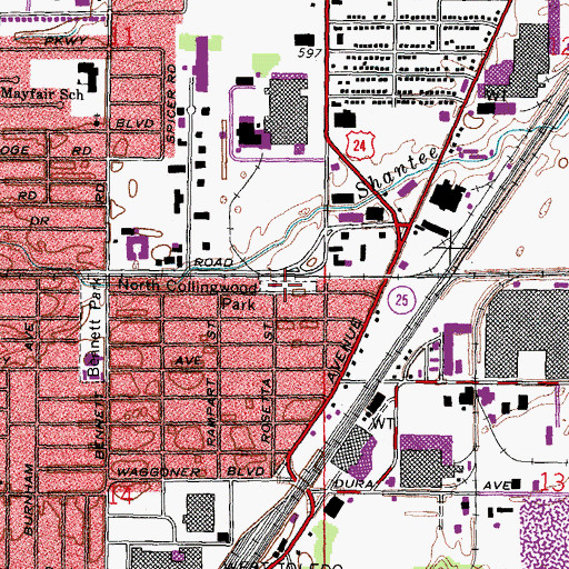 Topographic Map of North Collingwood Park, OH