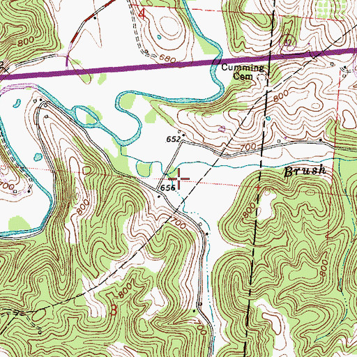 Topographic Map of North Fork Brush Fork, OH