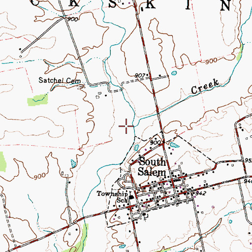 Topographic Map of North Fork Buckskin Creek, OH