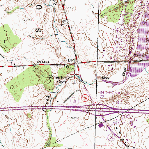 Topographic Map of North Fork Deer Creek, OH