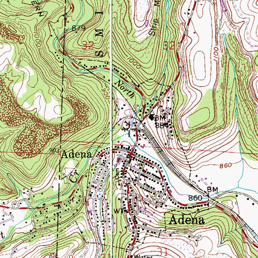 Topographic Map of North Fork Short Creek, OH