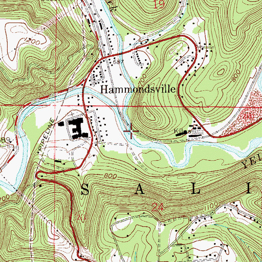 Topographic Map of North Fork Yellow Creek, OH
