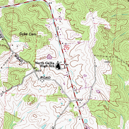 Topographic Map of North Gallia High School, OH