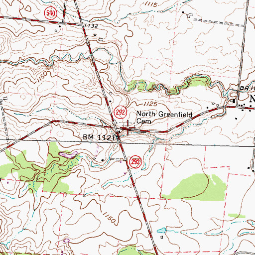 Topographic Map of North Greenfield Cemetery, OH