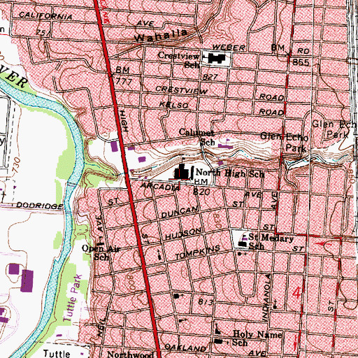 Topographic Map of North High School, OH