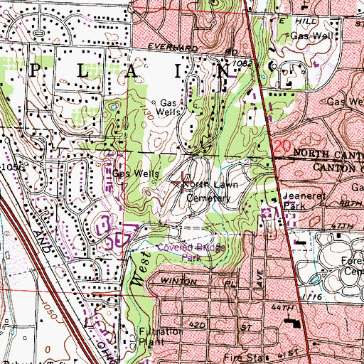 Topographic Map of North Lawn Cemetery, OH