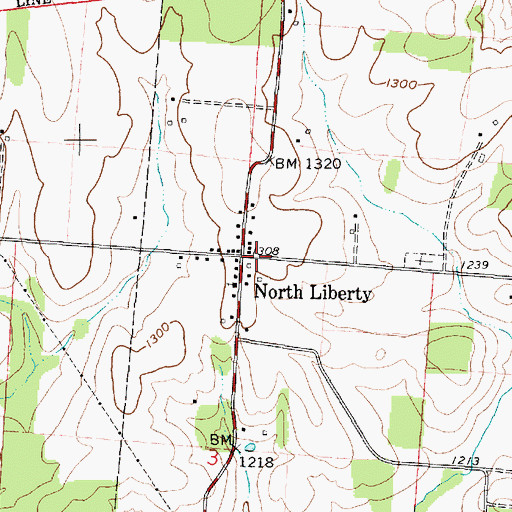 Topographic Map of North Liberty, OH
