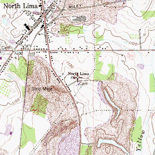 Topographic Map of North Lima Church, OH