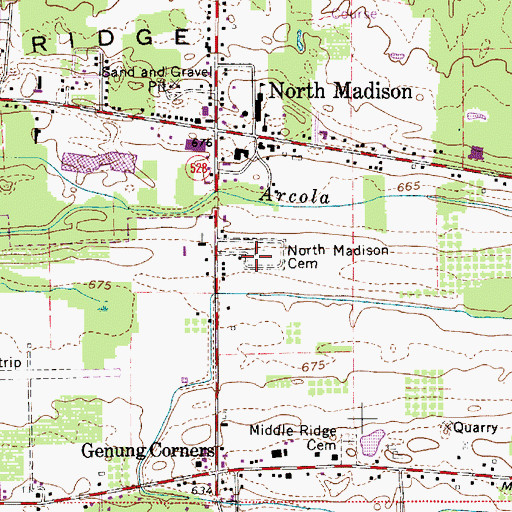 Topographic Map of North Madison Cemetery, OH