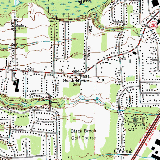 Topographic Map of North Mentor School, OH