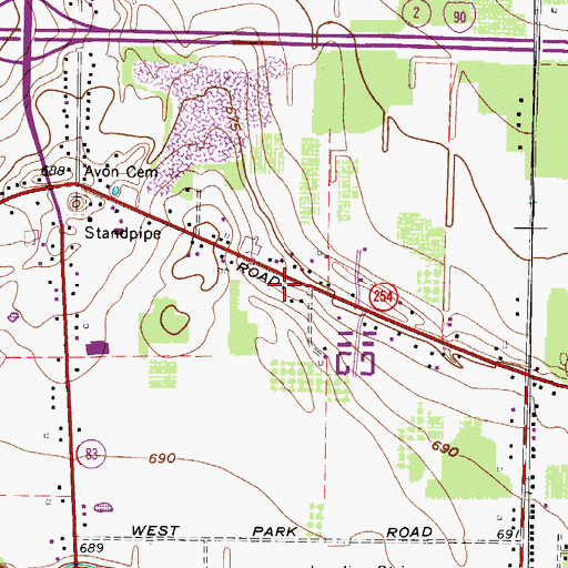 Topographic Map of North Ridge, OH