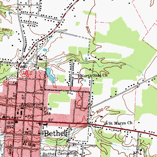 Topographic Map of North Side Church, OH