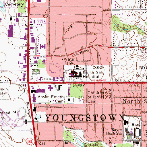 Topographic Map of Northside Medical Center, OH
