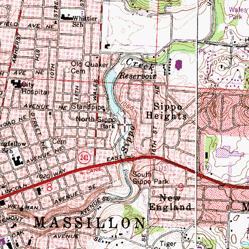 Topographic Map of North Sippo Park, OH