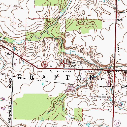 Topographic Map of North Street Cemetery, OH