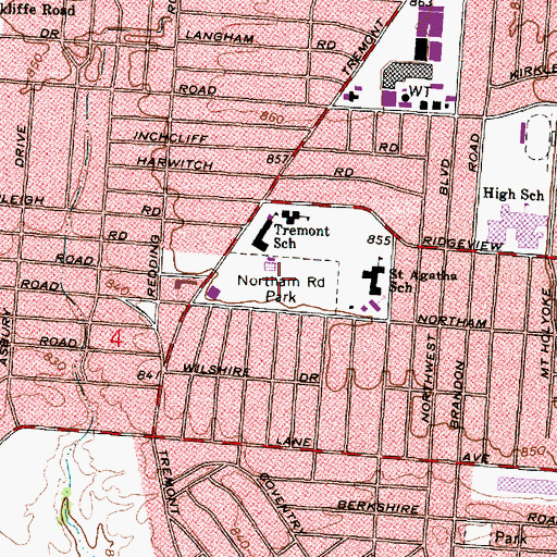 Topographic Map of Northam Road Park, OH