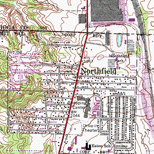 Topographic Map of Northfield, OH