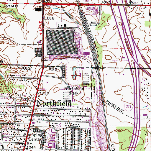 Topographic Map of Northfield Park, OH