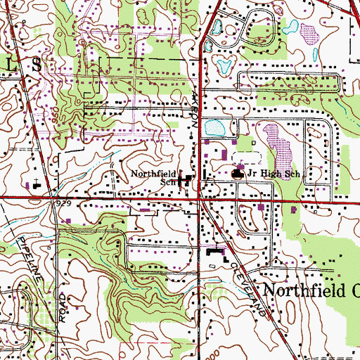 Topographic Map of Northfield Elementary School, OH