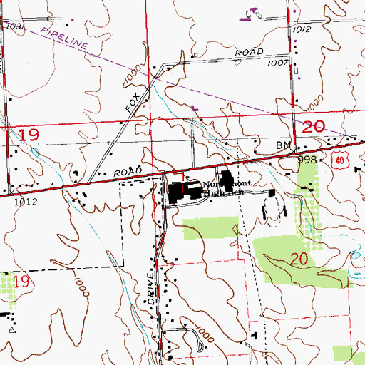 Topographic Map of Northmont High School, OH