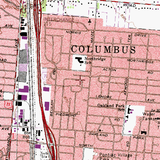 Topographic Map of Northridge School, OH