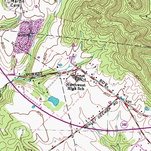 Topographic Map of Northwest High School, OH