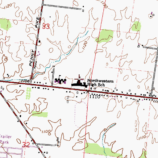 Topographic Map of Northwestern High School, OH