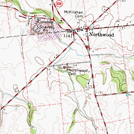Topographic Map of Northwood Cemetery, OH