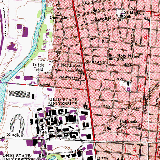 Topographic Map of Northwood School, OH