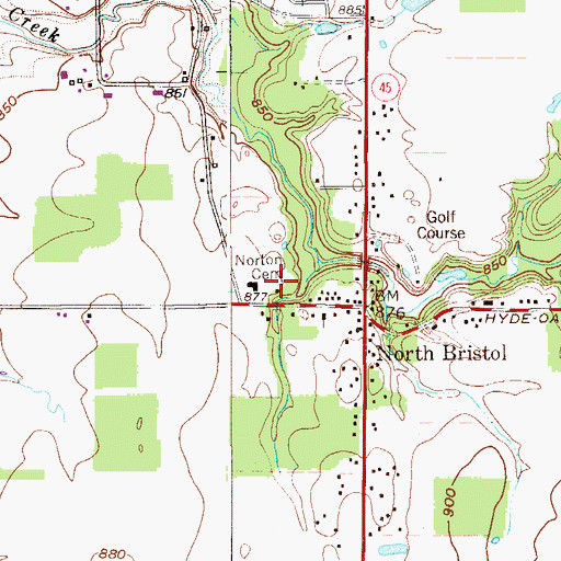 Topographic Map of Norton Cemetery, OH