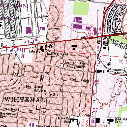 Topographic Map of Norton Field Playground, OH