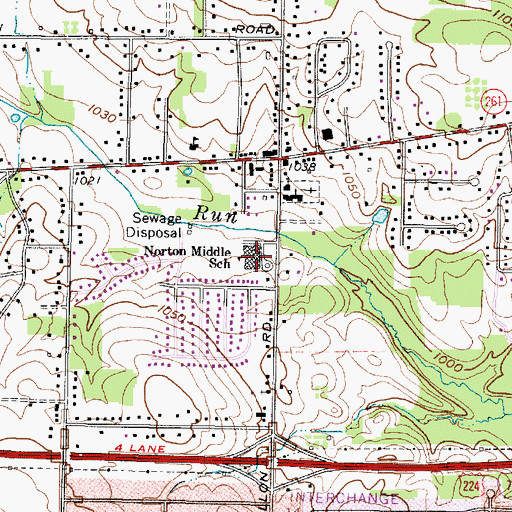 Topographic Map of Norton Middle / Intermediate School, OH