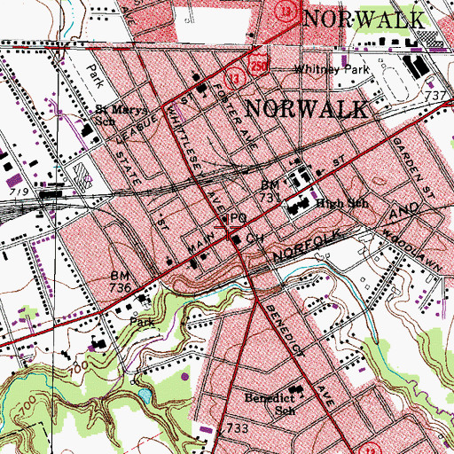 Topographic Map of Norwalk, OH