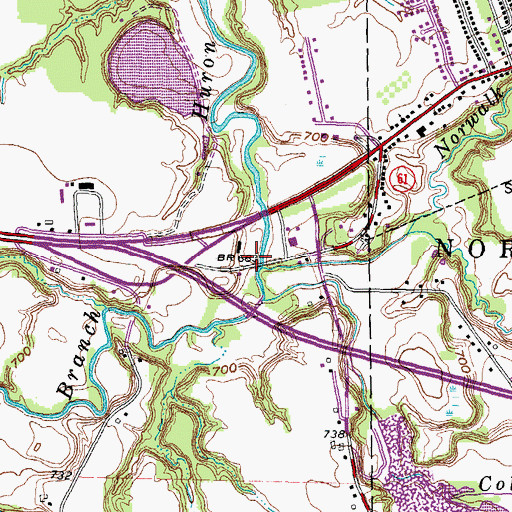 Topographic Map of Norwalk Creek, OH